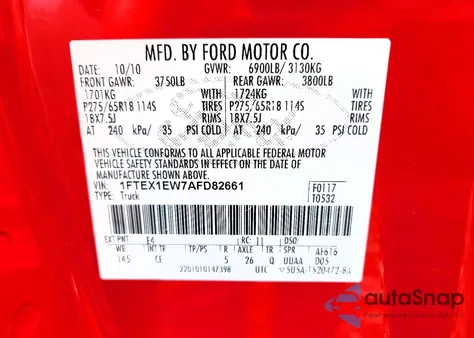 2010 Ford F150 Super Cab from USA, damaged, VIN 1FTEX1EW7AFD82661